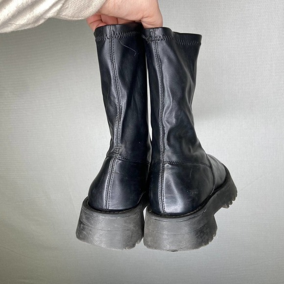 Stradivarius |‎ Black Platform Heeled Boots 38 - Picture 3 of 5